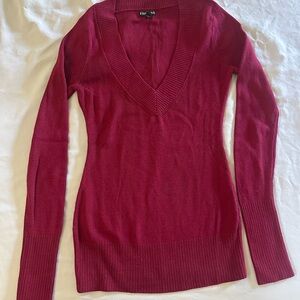Express V-Neck Sweater in Rich Burgundy